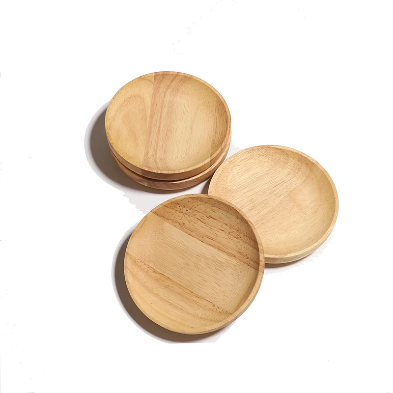 Wood Dinner Plates Round Oak Wood Serving Tray Used as Charcuterie Boards Cheese Fruit Salad Platter Bread Plate