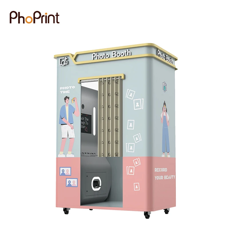 Phoprint Mirror Photo Booth Touch Screen Payment Self Service Photo Booth Kiosk