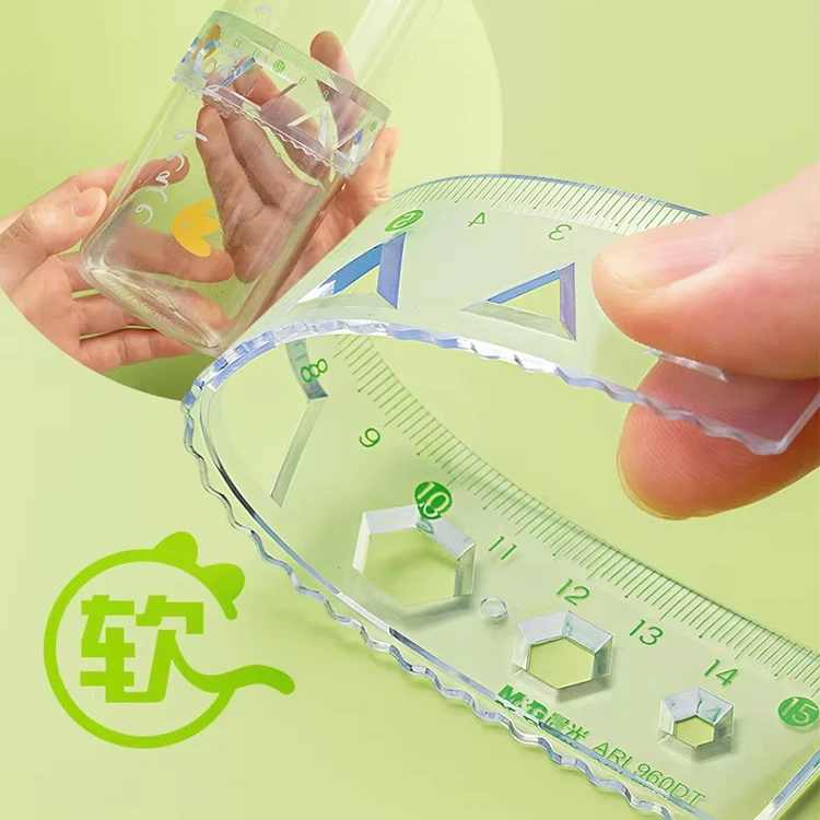 M&G High Quality 15cm Straight and Triangular Protractor Set Soft Eye Protection for School Stationery