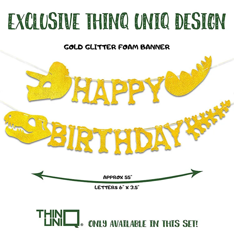 Nicro 45 Pcs Jurassic T-Rex Raptor World Park Jungle Dinosaur Theme Backdrop Birthday Party Decorations Set