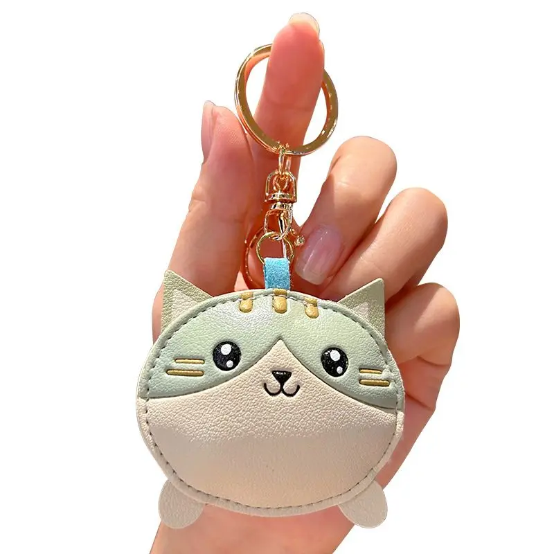 Wholesale Factory Hot sales Cute Cartoon Animal Pig Cat Leather keychain Bag Car charm Cute Animal Leather Pendant Keychain gift