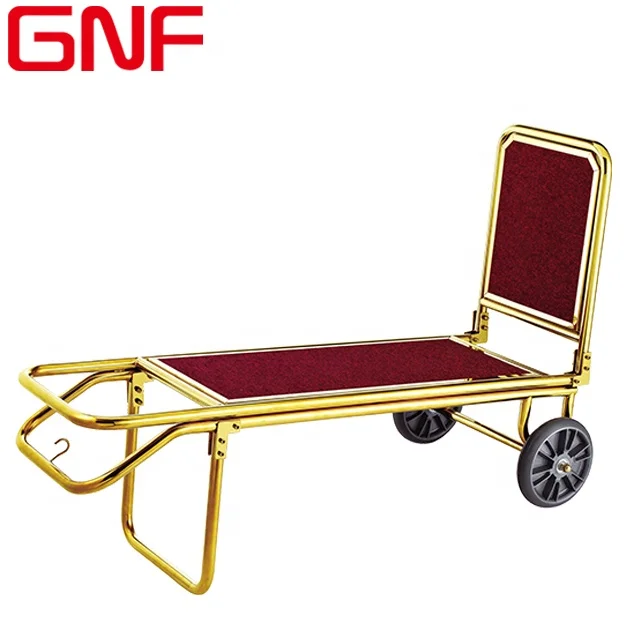Складная металлическая багажная тележка GNF для вестибюля отеля Золотая