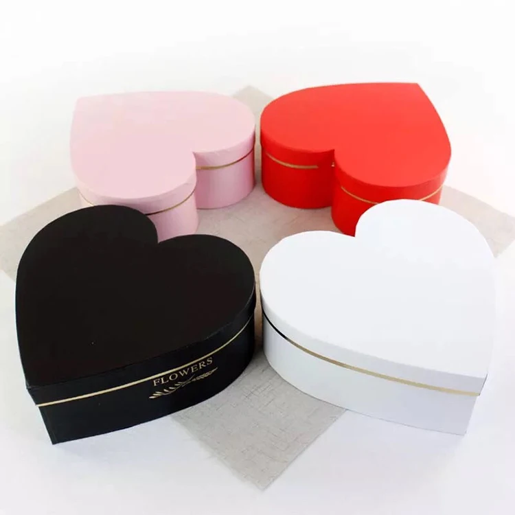 Heart-shaped three-piece gift box bronzing printing LOGO gift box solid color high-end delicate gift flower box