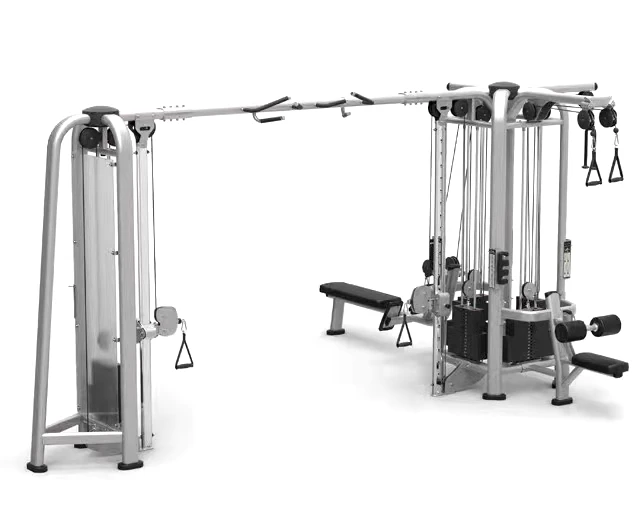 Five-person station multi-functional trainer gym equipment for multi-person exercise