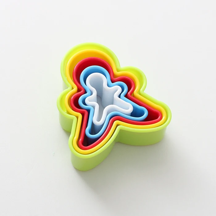 
5pcs Plastic christmas gingerbread man shape cookie cutter for bakeware set 