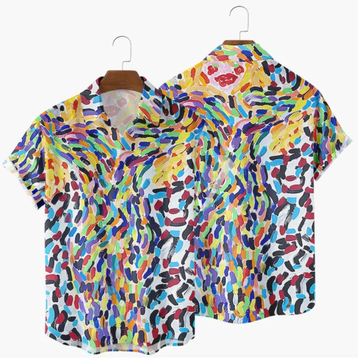 
2021 new hand washing clothes short sleeve stand-up-collar summer Comfortable with logo print shirt for men 