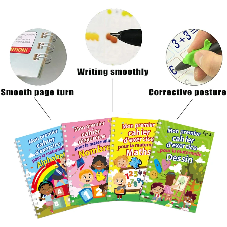 Kids Fun to Learn Wipe Clean Letter Book Characters Apprendre Crire Pencil Gripper Learn to Write Set for Kids