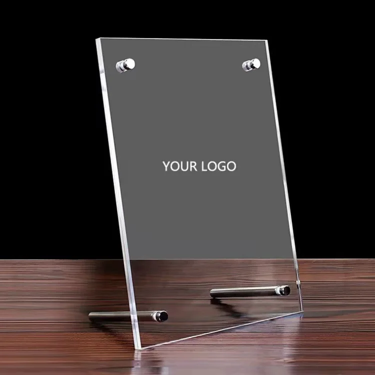 Acrylic magnetic price tag label holder stand declining desk sign Info card display picture photo frame name table top