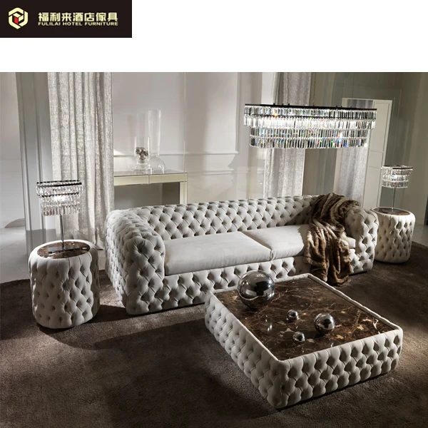 
hotel furniture modern leather tufted living room sofa 
