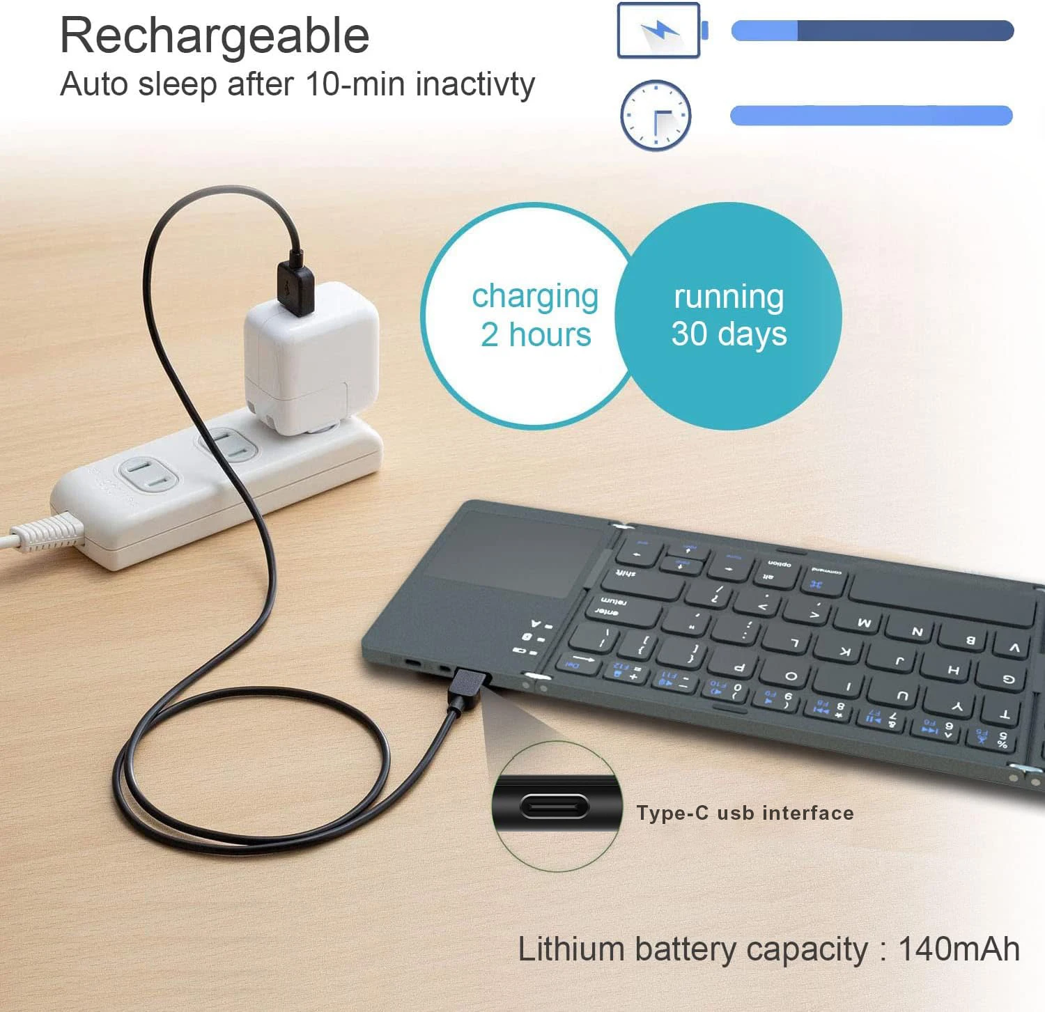 Mini Folding Bluetooth Keyboard Bluetooth Foldable Mini Keyboard For pc touchpad Portable Wireless Folding Keyboard