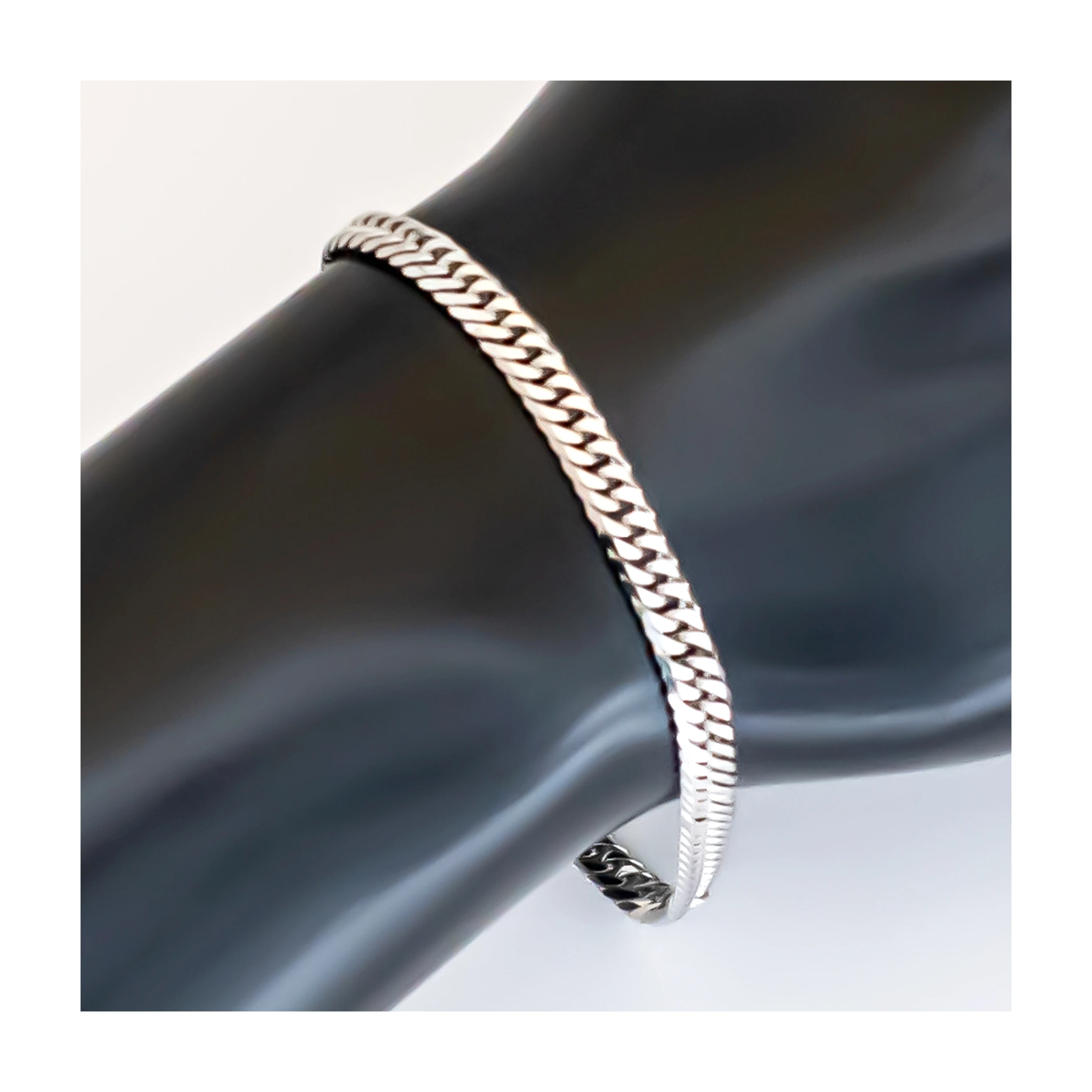 
Pt850 6 sides cut double curb chain 18cm 10g jewelry and accessories 