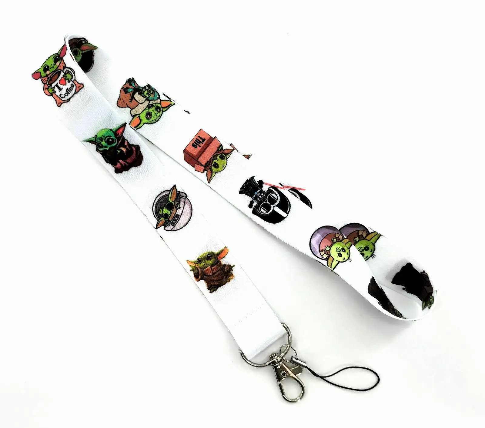 Custom Logo Cute Cartoon Star Baby Yoda Wars Lanyard Wholesale Phone Lanyards Polyester Anti-Lost Promotional Gift Neck Strap