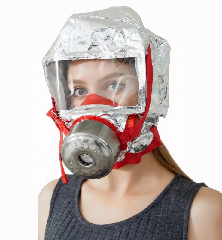High quality 60 minutes smoke proof gas hood full face fire escape smoking gas mask for sale