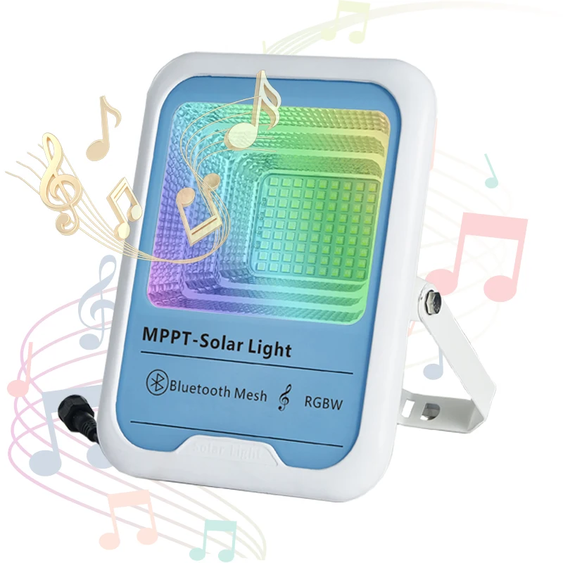 New Radar Sensor LED Light 100W Equivalent LED Solar Flood Light RGBW Color Changing BT APP Control outdoor Garden Lamps