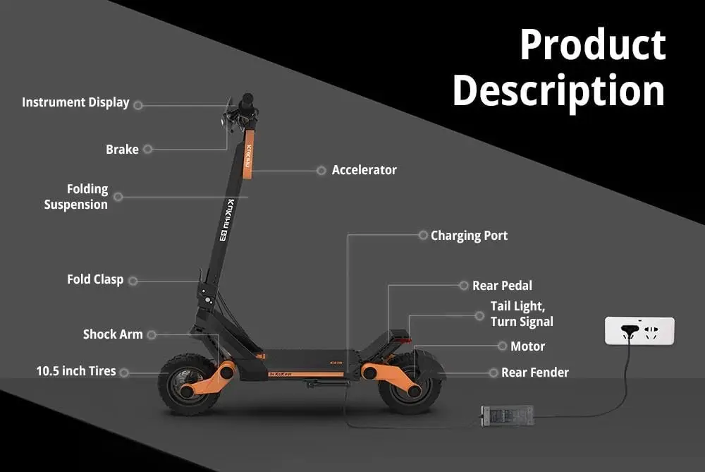 Электрический скутер Kugoo Kirin G3 для вездеходов взрослых задний мотор литиевая батарея 18 А сенсорный экран