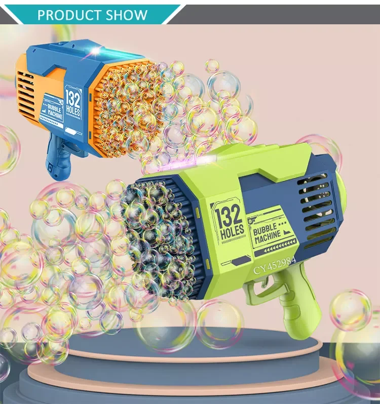 Electric Automatic Rocket Boom Launcher Toys Guns ABS Wholesale Outdoor Summer Kids for Boys Girls Light up Soap Bubble 69 Holes