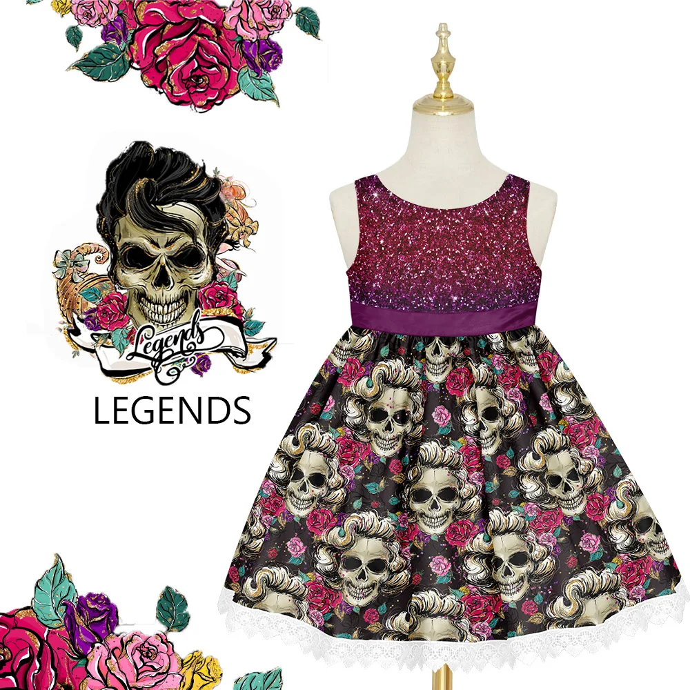 
New fashion halloween white-haired old lady skulls 3d prints cotton poplin fabric 