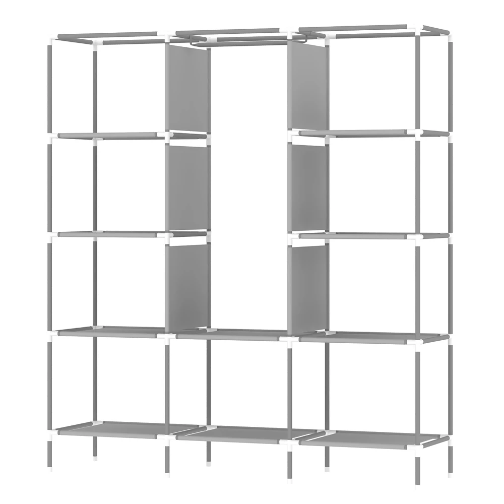 
130cm Portable Clothes Closet Freestanding Closet Shelf Storage Organizer Wardrobe with Hanging Rack 