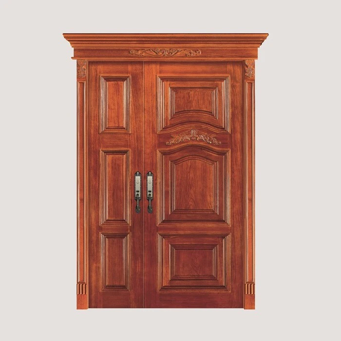 Outside door solid wooden double door for villa luxury entry wood door