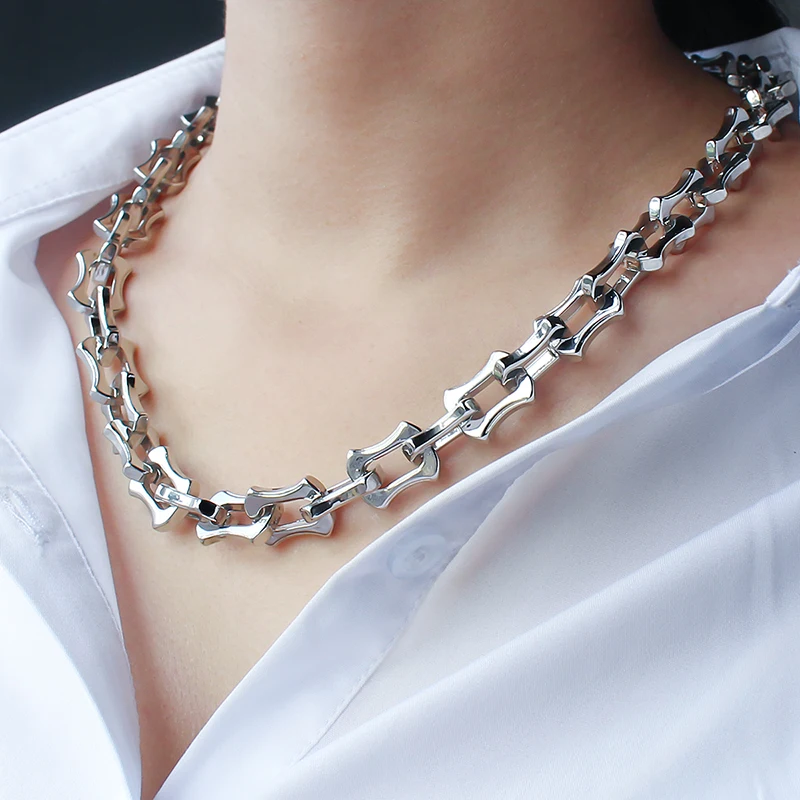 Новое креативное роскошное ожерелье 17 мм и 13 колье из нержавеющей стали для женщин классическое 47 см