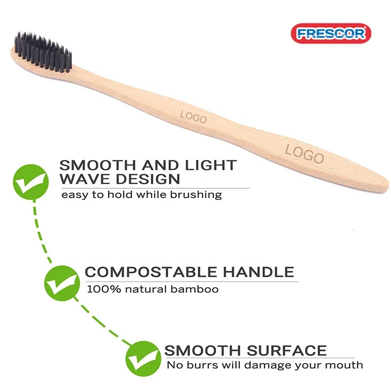 Оптовая продажа индивидуальный логотип этикетка биоразлагаемая Экологически чистая не содержит Бисфенол А Бамбуковая зубная щетка с древесным углем
