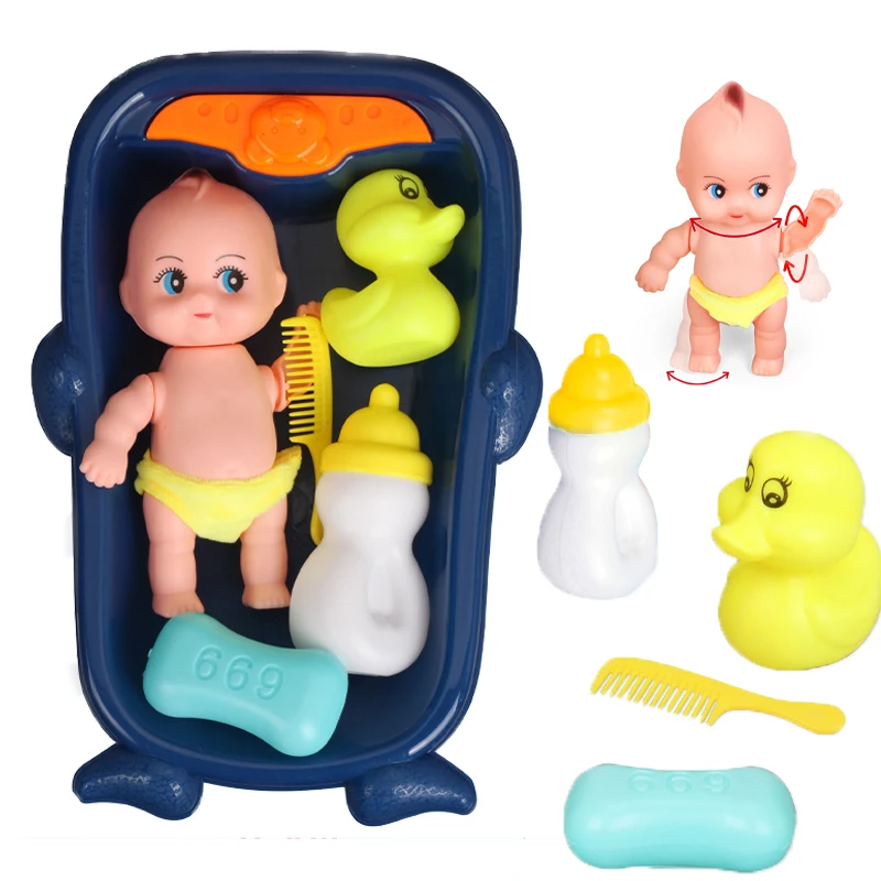 QS 2023 Trending Products 13CM Swimming Doll Bathtub Shower Plastic Baby Bathing Toys For Kids