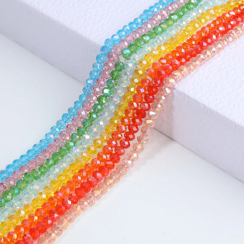 High Quality Transparent 3/4/6/8MM Faceted Crystal Glass Rondelle Beads Handmade Bead Crafts For Bracelets Jewelry Making