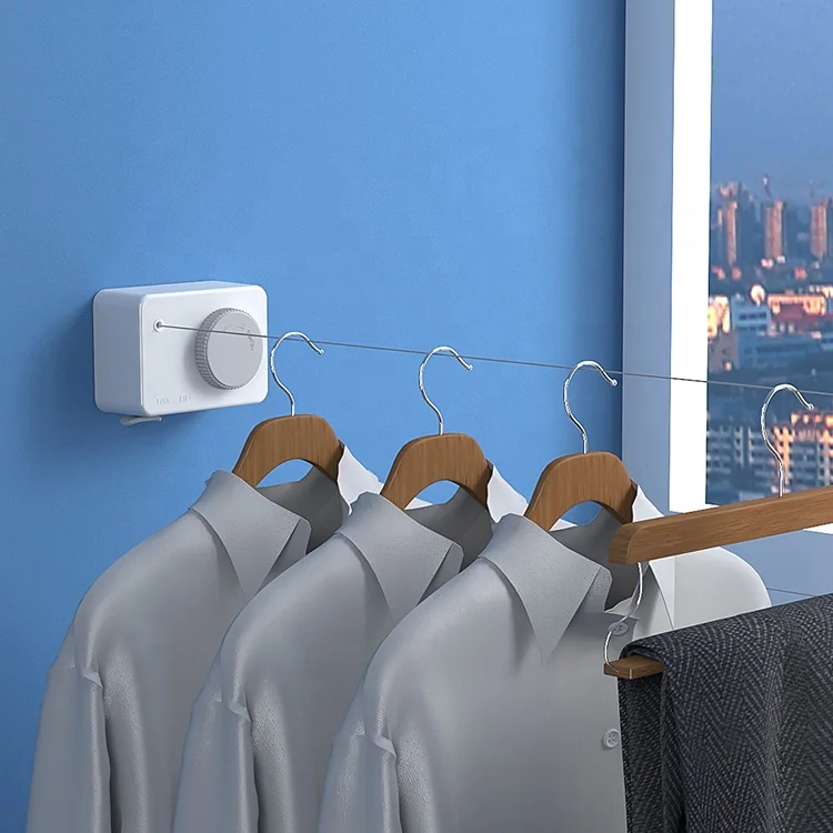 Wall Mounted Hotel Balcony Laundry Colored Clothes Dry Line Rope Retractable Hanger Indoor