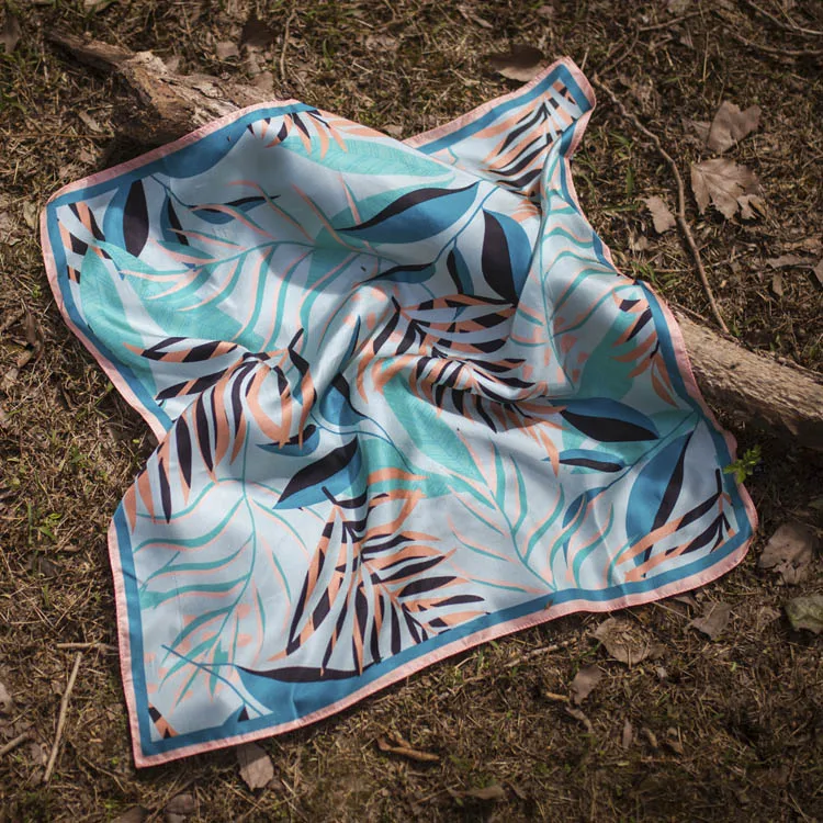 printed design silk twill scarf 55x55cm custom silk bandanas