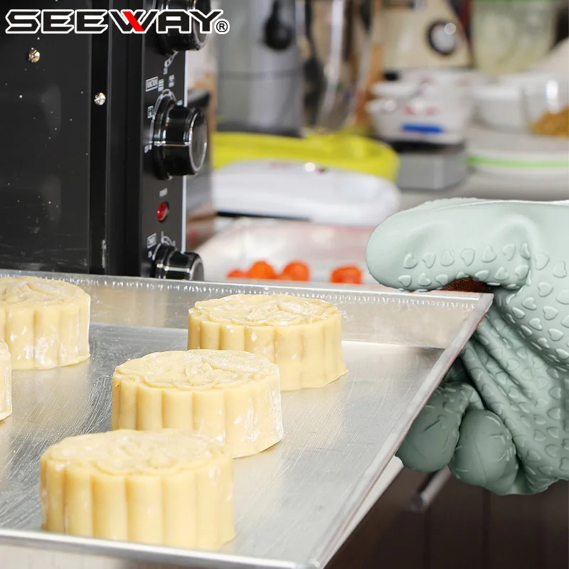 Seeway Waterproof Kitchen Silicone Smoker Grilling Cooking Baking Oven Mitts