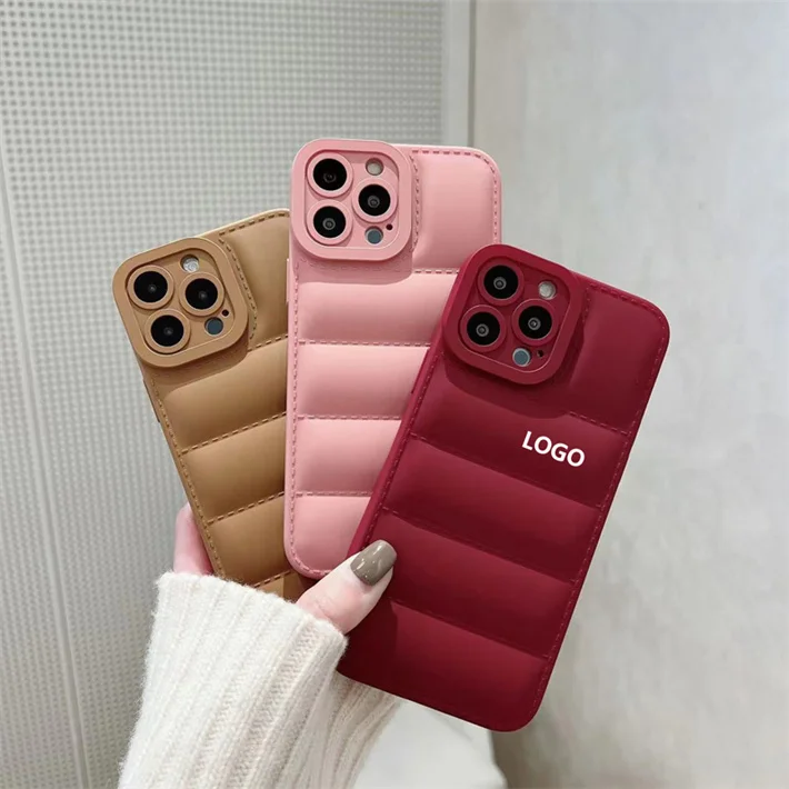 New Down  Case Puffer Cases Cotton Waterproof Phone Cover for iPhone 13 Pro Max 12 11 Xs xr Se Custom Logo