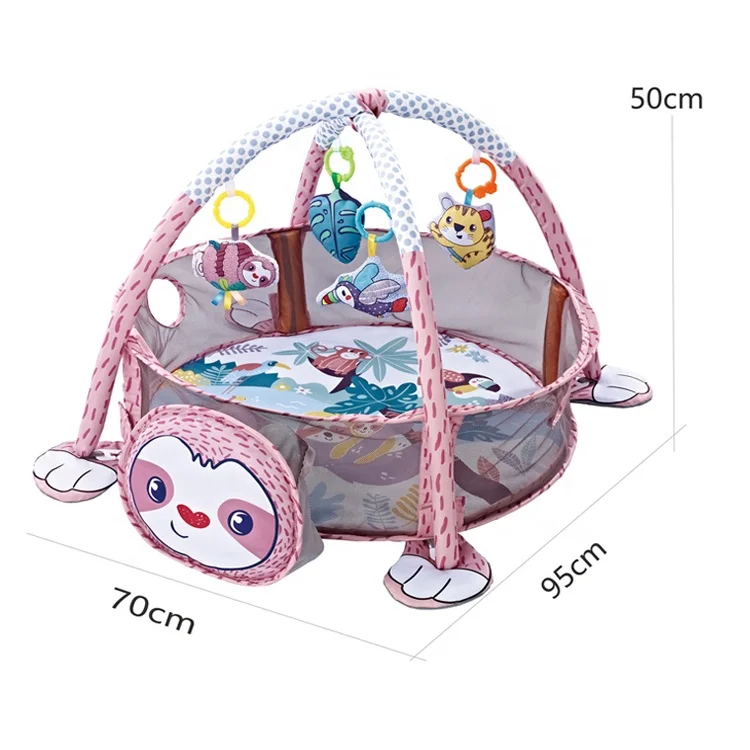 Newborn plush washabale animal Foldable Baby gym Mat Frame Activity Gym with Hanging Toys