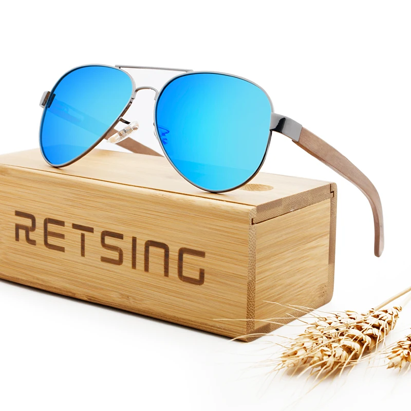 Лидер продаж поляризованные солнцезащитные очки в деревянной оправе 2022 металлические деревянные