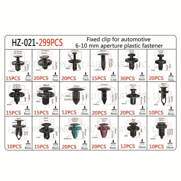 
299Pcs/Set 18 Size Auto Car Fastener Clips Push Pin Rivet Trim Clip Panel Body Interior Assortment With Box 