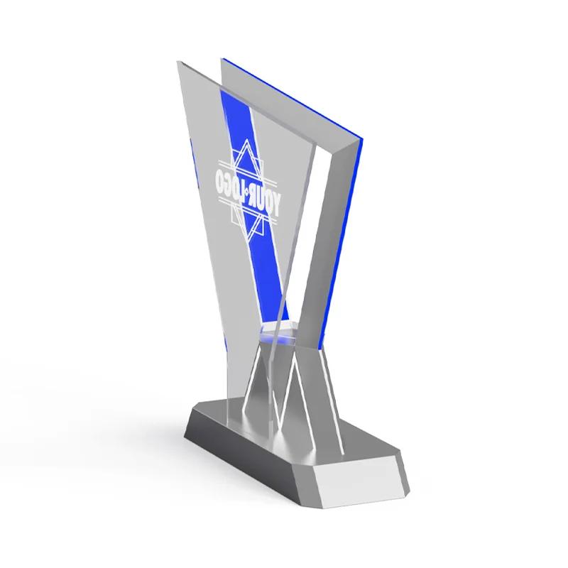 Custom Acrylic RGB XO Wine Display Rack Trophy Shape Transparent Champagne Whiskey Display Carrier for Bar