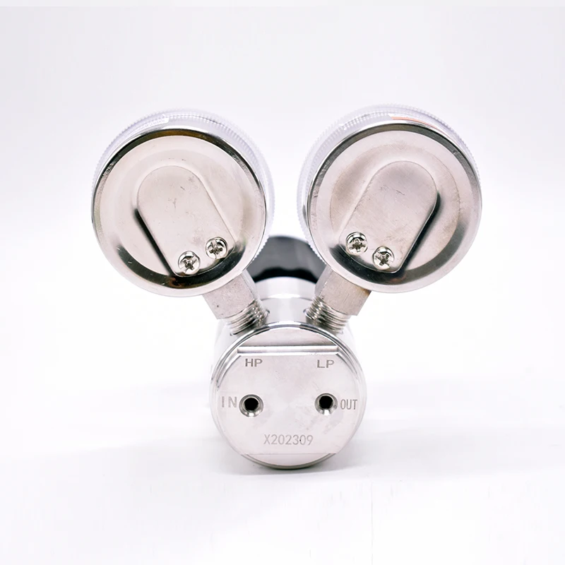 Stainless Steel High Pressure Laboratory 1/4npt 1/2npt Air Helium Co2 Cl2 1st Stage Double Gauge Nitrogen Gas Pressure Regulator