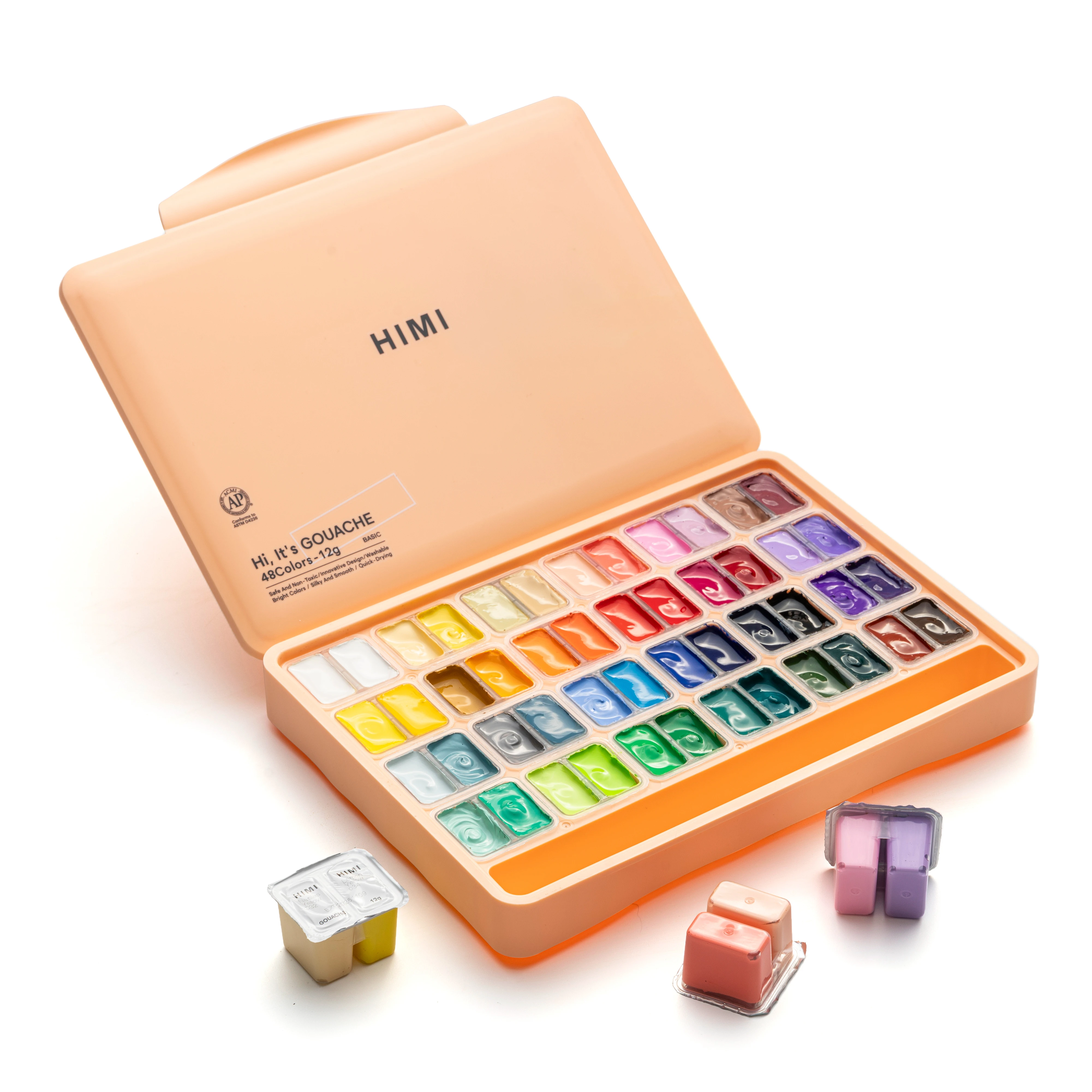 MIYA HIMI TWIN CUP 48COLORS 12G GOUACHE PAINT SET, PEACH FUZZ CASE