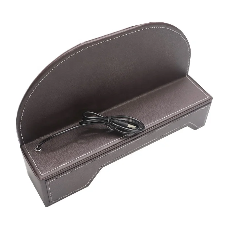 Wholesale PU Leather Car Console Seat Pocket,Seat Gap Catcher With Coin Organizer