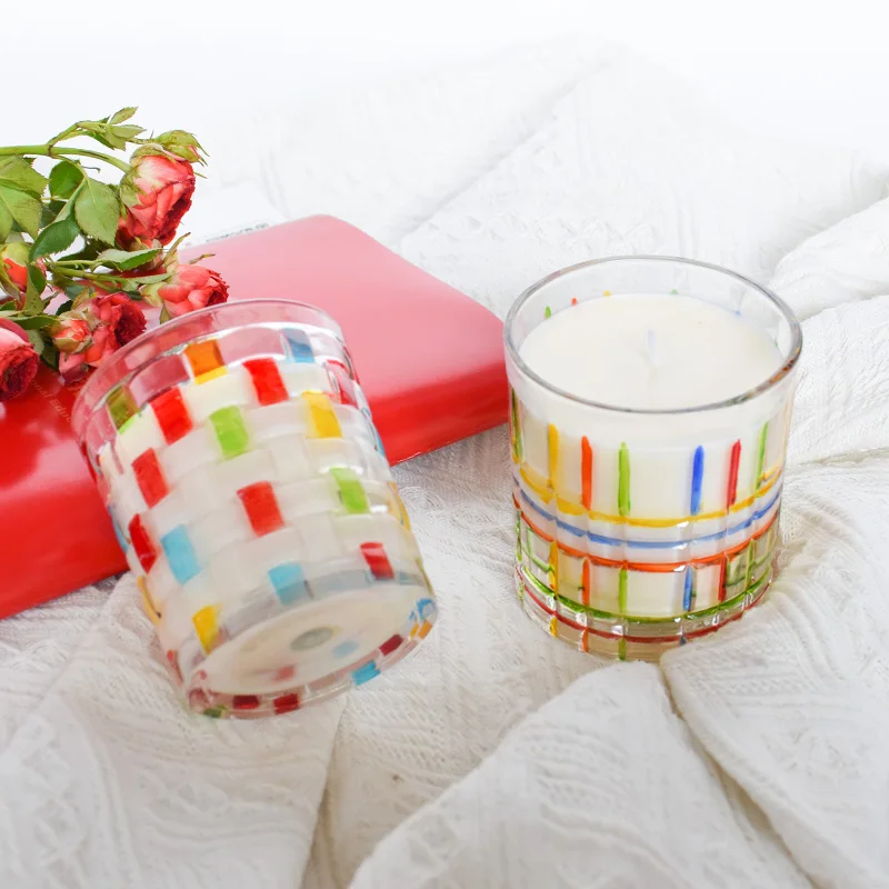 Home Decoration Custom Polka Dot Glass Jar Soy Wax Scented Candle