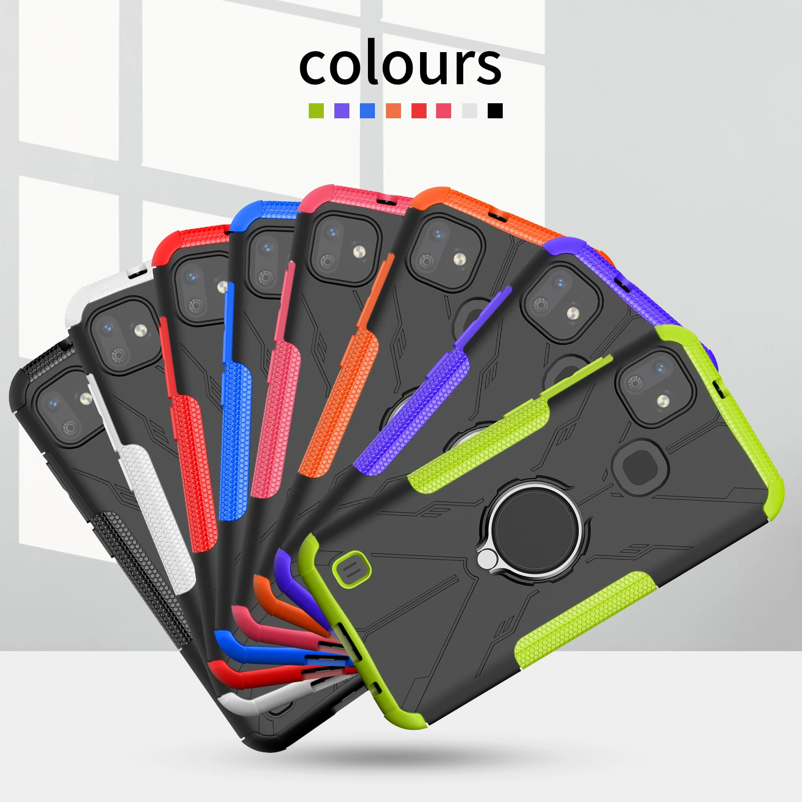 Magnetic TPU phone case Oem/Odm Bumper Rugged PC Cellphone Case For Infinix Smart HD 2021 With Ring Kickstand