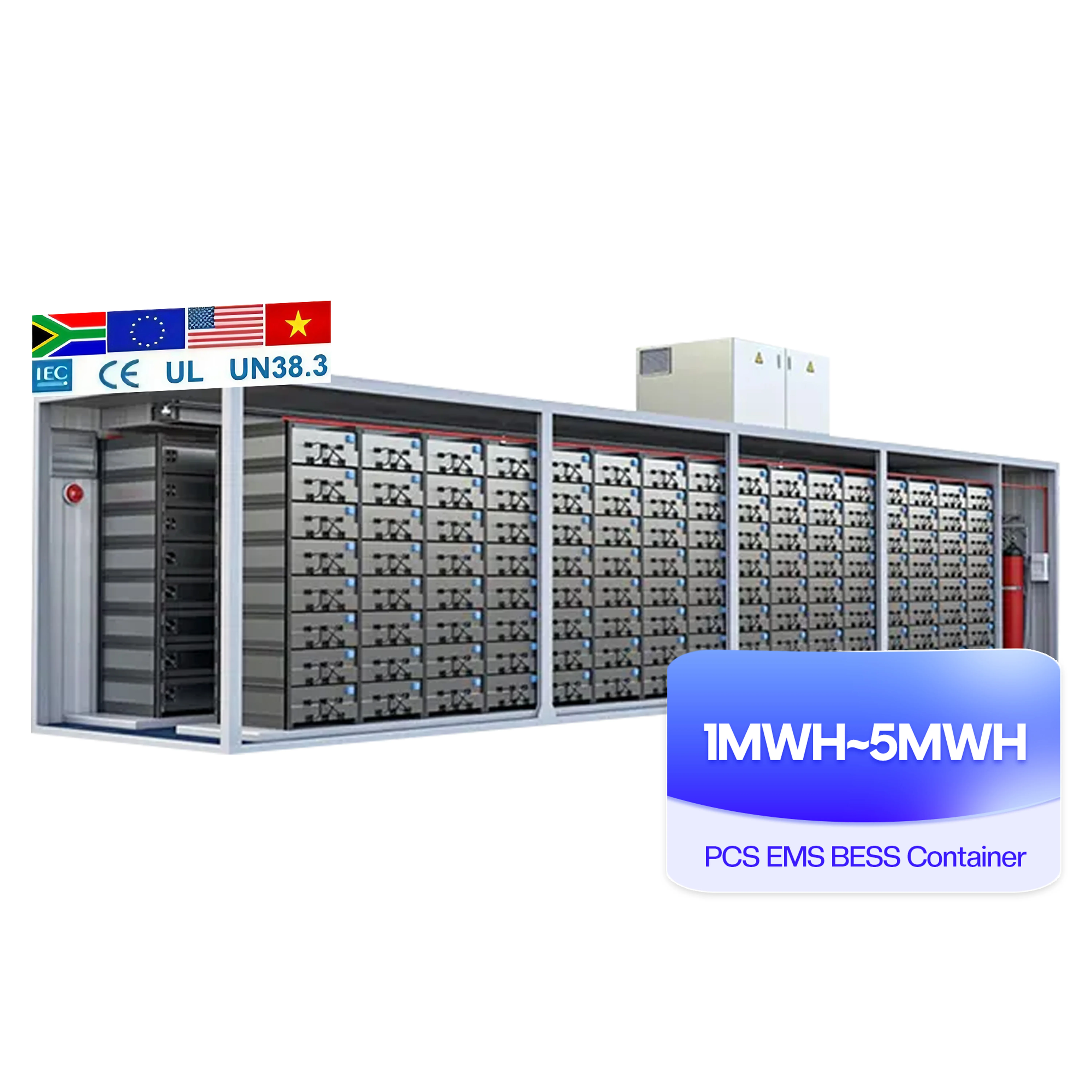 Container ESS 2 mwh 5 mwh lifepo4 lithium battery bess 1mwh 1 mw 5 mw 10 mw on off grid solar panel system