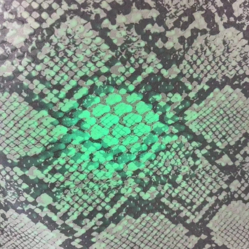 Glow in Dark Snake Crocodile Grain Pattern Luminous Fluorescent PU Synthetic Faux Leather For Shoes Handbag Garment