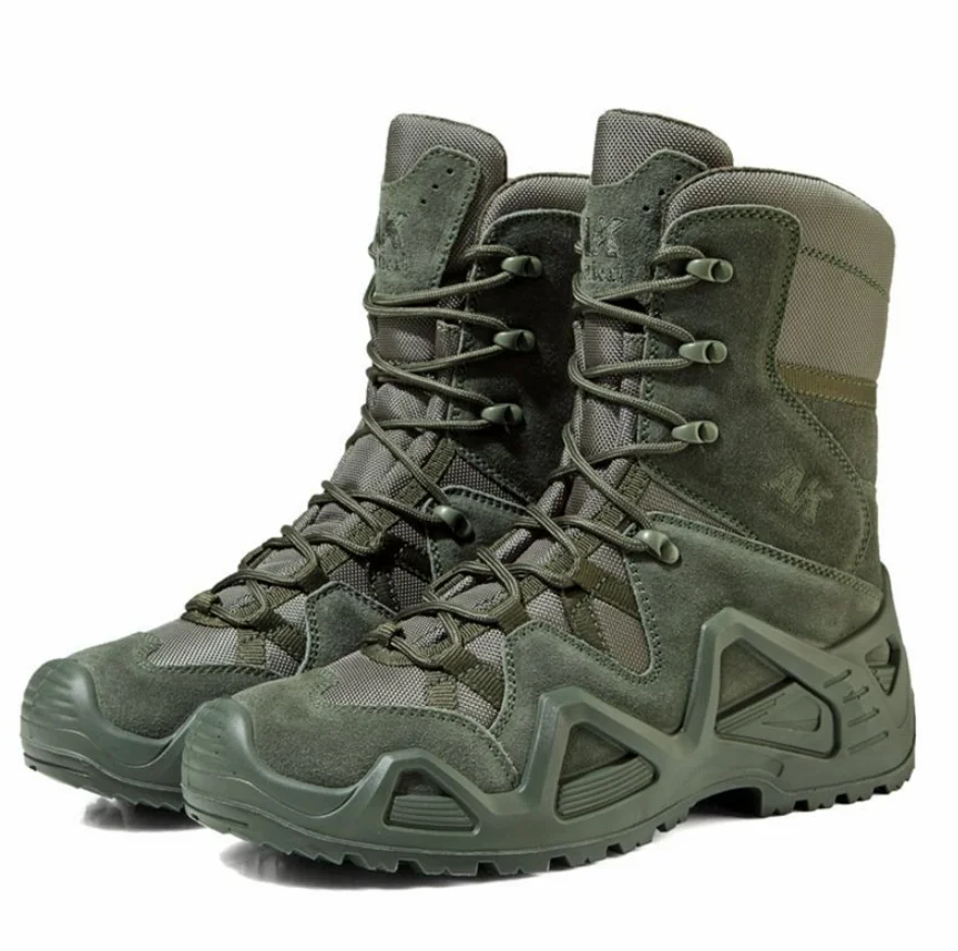 DFA0115 stock shoes AK aeisk  Black suede cow leather Tactical boots hiking shoes high  middle low cut durable shoes