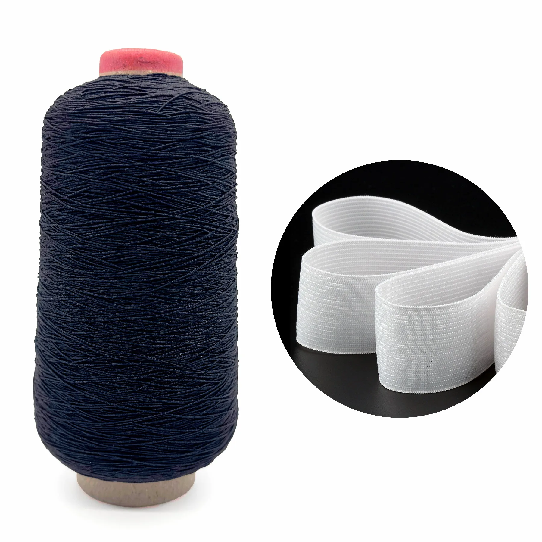 Polyester #32 #37 #42  Rubber Covered Yarn Elastic Latex Rubber Thread for Latex Elastic Band