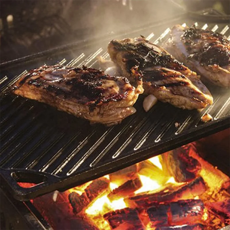 Чугунная жаровня сковорода для гриля уличная барбекю антипригарная крышка жаровни и