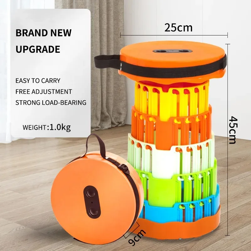 New Generation Amazon Hot Selling Plastic Adjustable Retractable Outdoor Stool Pure Color Folding Camping Fish Telescopic Stool
