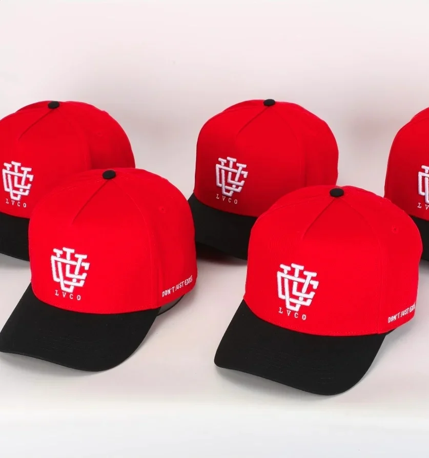 High Quality Men 3D Embroidered Baseball Hats For Adult Custom Dark Green Cotton Embroidered Mid Crown Two Tone 5 Panel Baseball