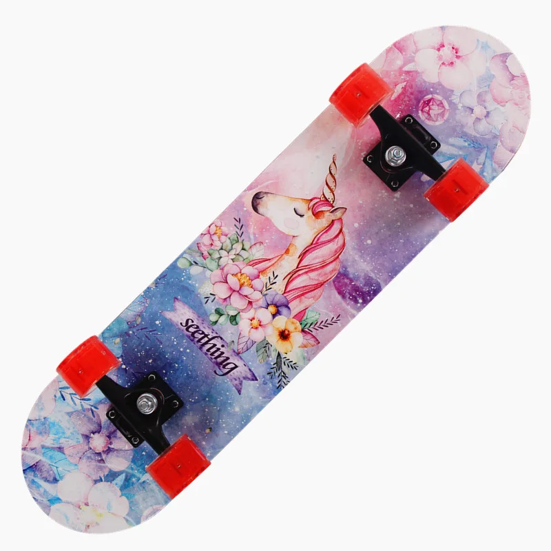 Wholesale Custom Beginner Four Wheels Skateboard Children Adults Double-warped Deck Wear-resistant Skateboards