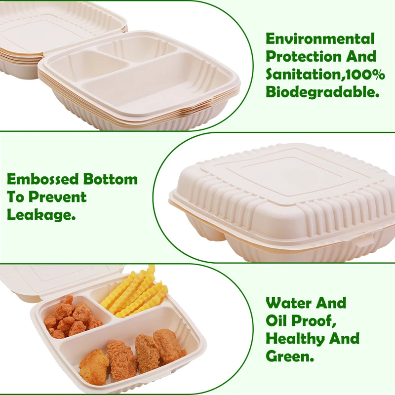 Hot Selling Food Container Disposable Recyclable Cornstarch Disposable Lunch Box