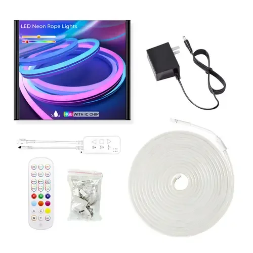Google Alexa Smart Wifi Control LED Neon Flex Rope Strip Lights RGB Waterproof Hot Selling 16.4ft 5m IP67 Silicone 80 Magic RGB